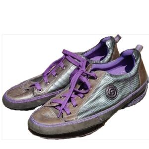 Kumfs Luxury Purple & Silver Low-Top Sneakers Orthotic Leather